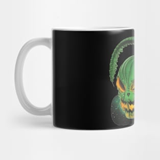 Happy Alien Face, Scary Alien Pumpkin Head Mug